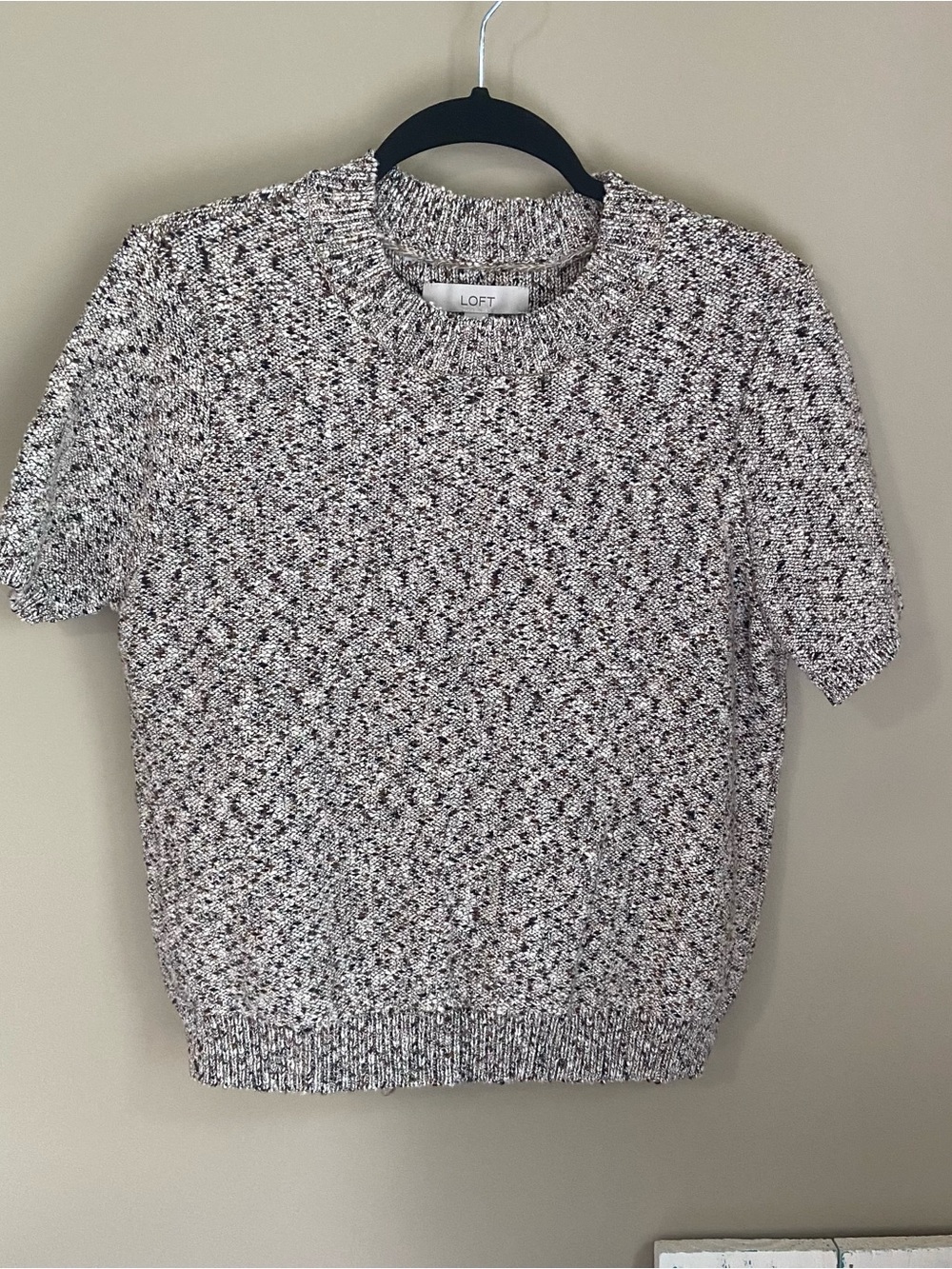 LOFT Short Sleeve Speckled Sweater Sz Large